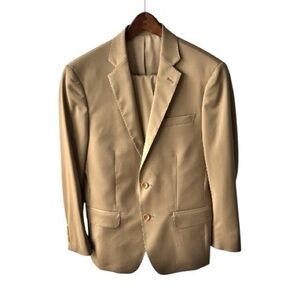 John W. Nordstrom made in Italy wool 2 pc suit dark tan | jacket 38 S/ pant 32 W